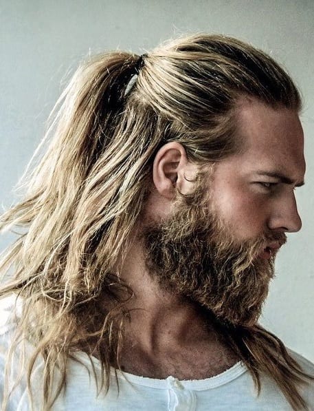 Half Ponytail Mens Hairstyle